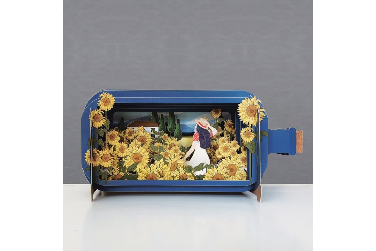 Message in a Bottle Sun Flower Pop Up Greeting Card
