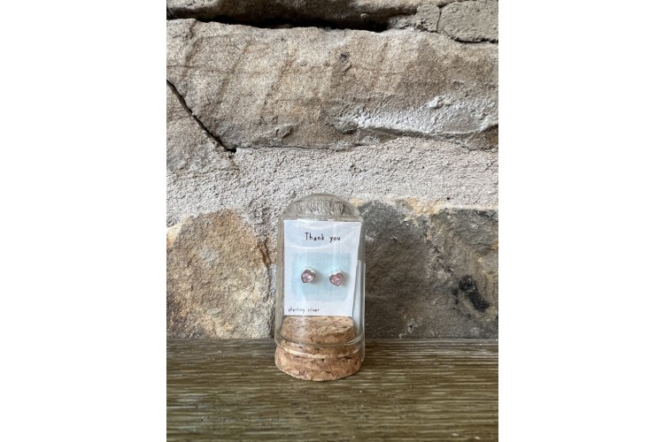 Message in a Bottle Thank You Pink Crystal Studs