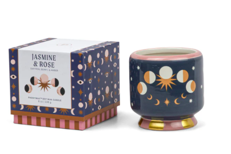Moon Phases Ceramic Candle - Jasmine & Rose 