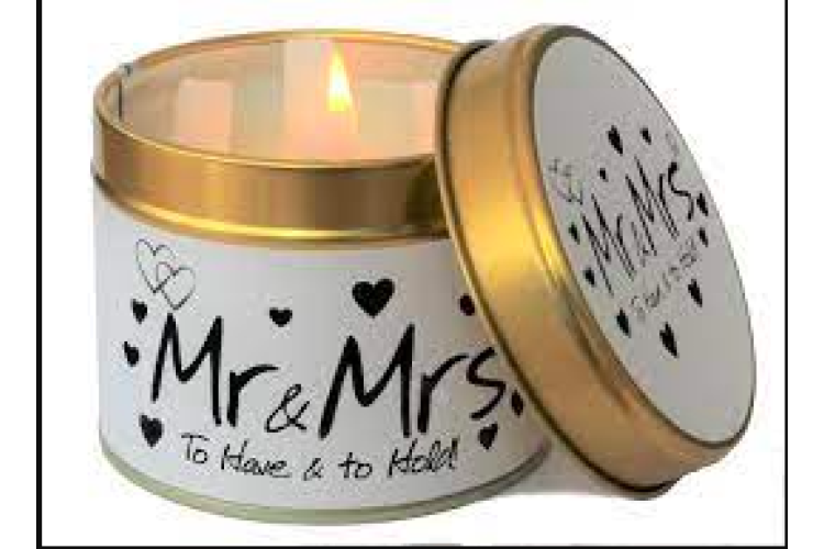 Mr & Mrs Scented Candle Tin