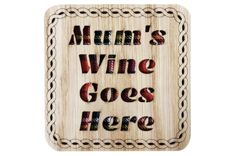 Mum's Wine Goes Here Square Coaster