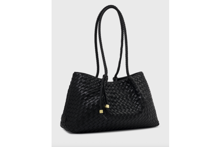 Nova Hand Woven Small Shoulder Tote - Black
