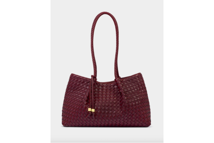 Nova hand woven small shoulder tote - cherry