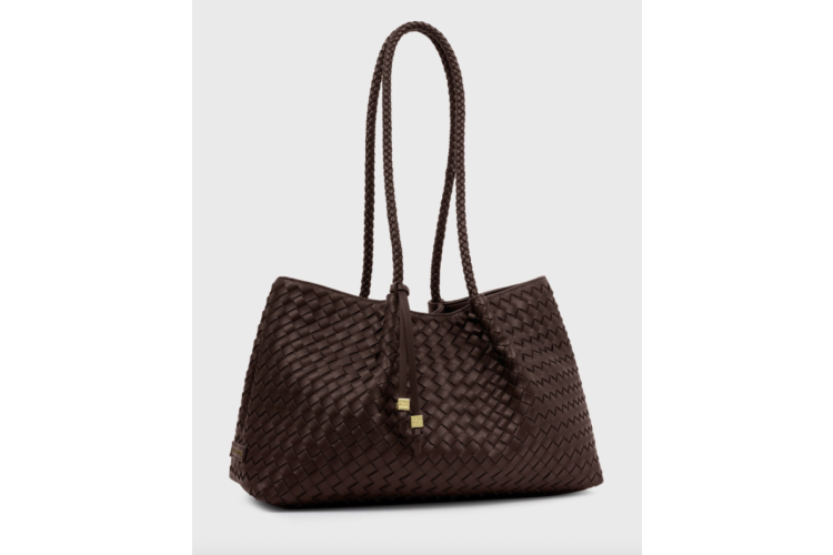 Nova Hand Woven Small Shoulder Tote - Chocolate