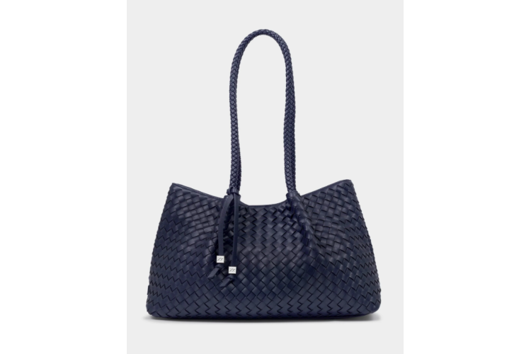 nova hand woven small shoulder tote - navy
