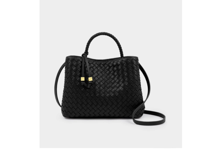 nova hand woven top handle bag - black