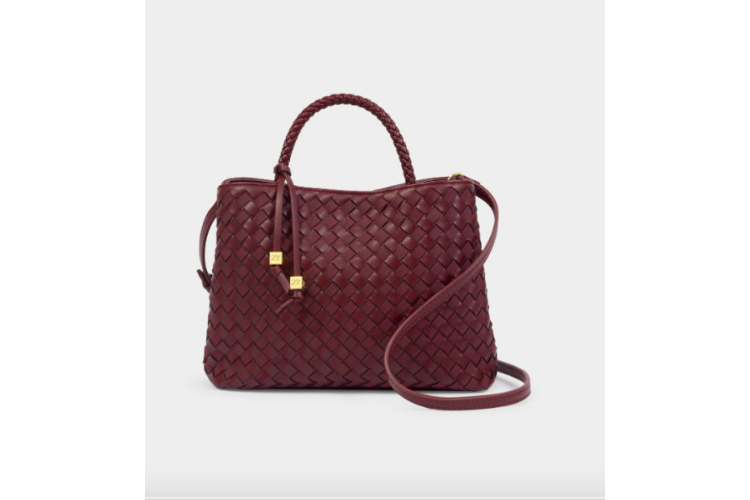 nova hand woven top handle bag - cherry