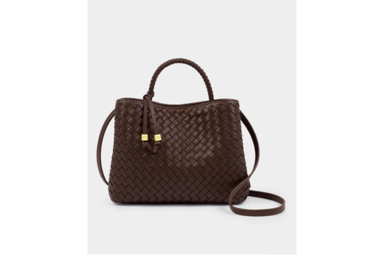 nova hand woven top handle bag - chocolate