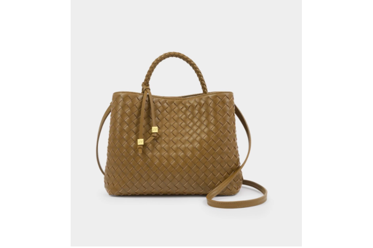 nova hand woven top handle bag - olive