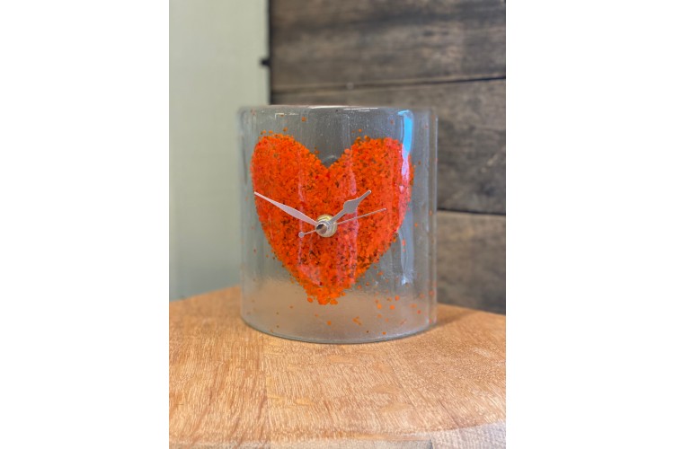 Orange Heart Curve Clock