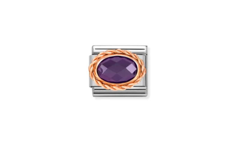 Purple Faceted Rose Gold Oval Link