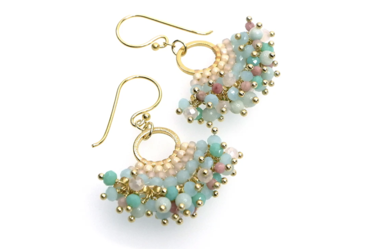 Pastel Blue Beaded Earrings
