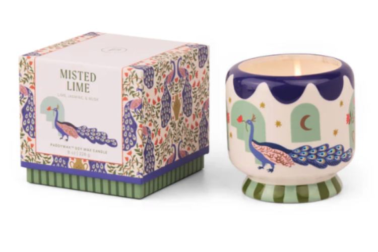 Peacock Ceramic Candle - Misted Lime