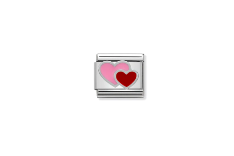Pink and Red Double Heart Link