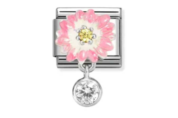 Pink and White Flower with Pendant Link