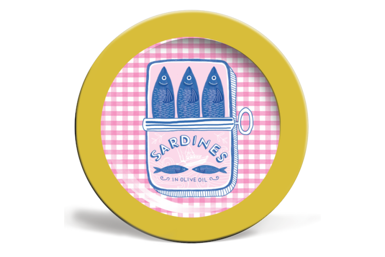 pink and yellow sardines