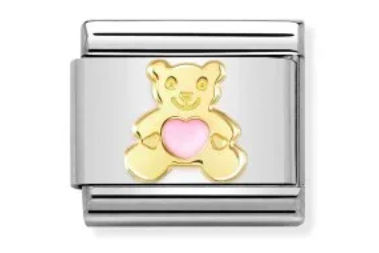 Pink Bear In Gold Link 