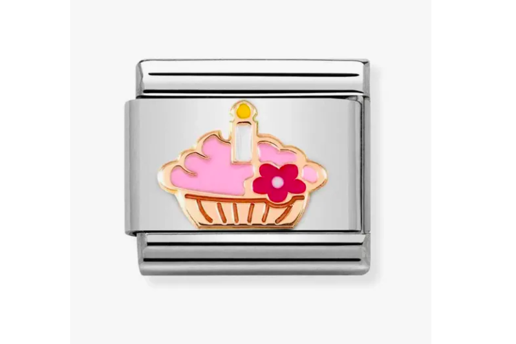 pink cupcake with rose gold outline