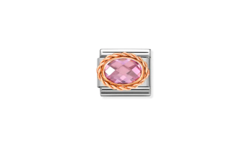 Pink Faceted Rose Gold Oval Link