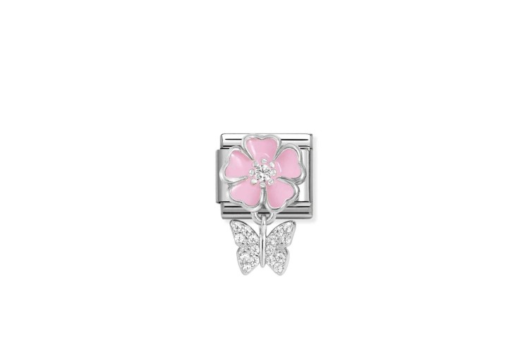 Pink Flower and Butterfly Pendant Link 