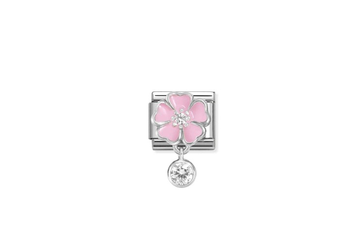 Pink Flower and Round Pendant Link 