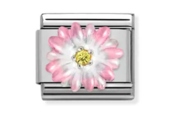 Pink Flower with Yellow Stone Link