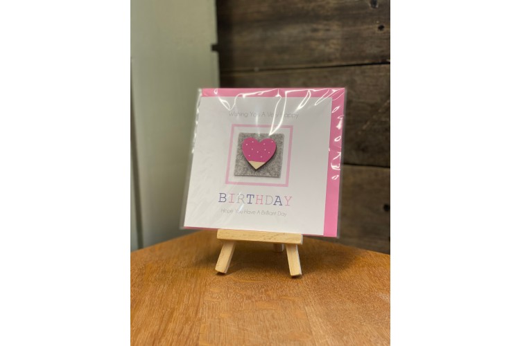 Pink Heart Birthday Greeting Card