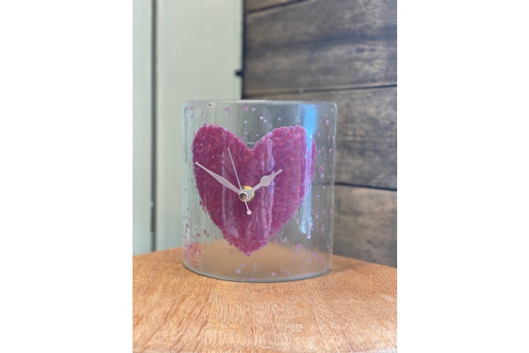 Pink Heart Curve Clock