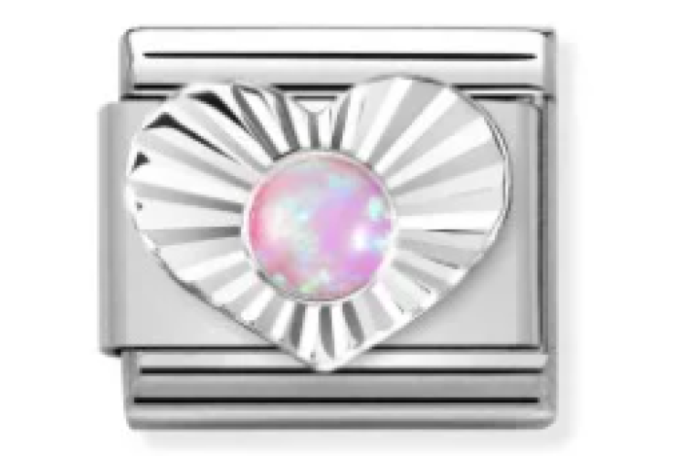 Pink Opal Stone Heart Link 