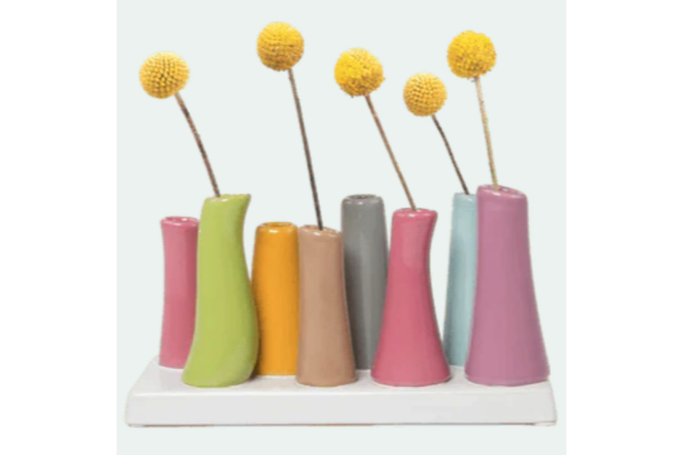 Pooley 8 Tube Vase - Magenta
