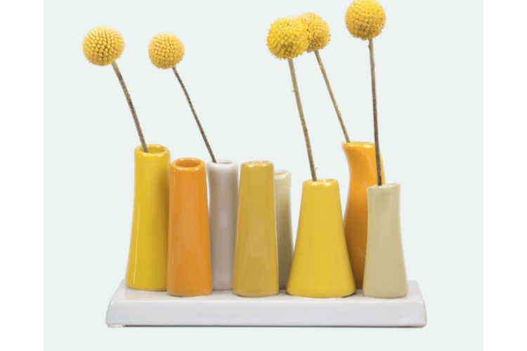Pooley 8 Tube Vase - Yellow