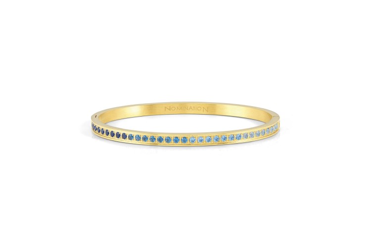 Pretty Bangles Gold Light Blue Cubic Zirconia Large 