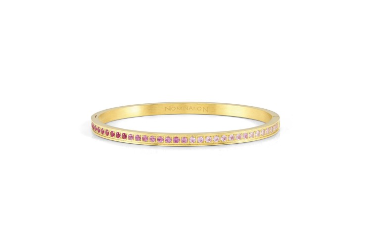 Pretty Bangles Gold Pink Cubic Zirconia Large 