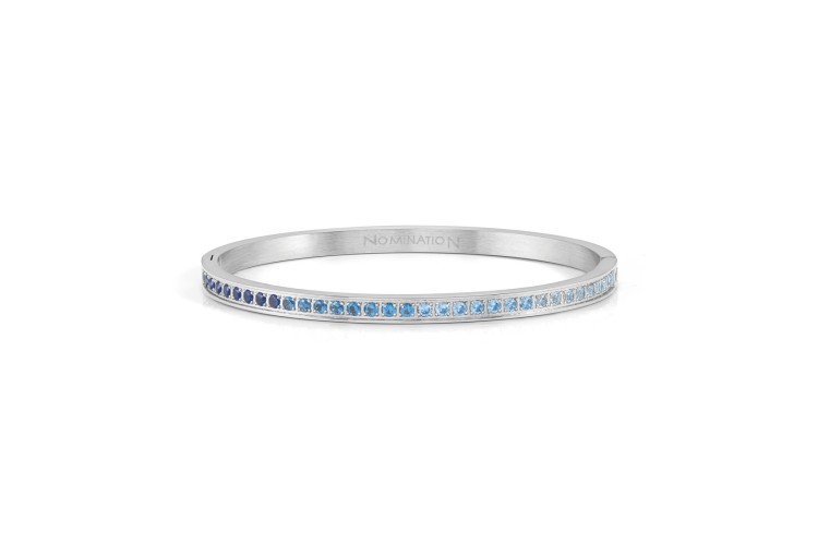 Pretty Bangles Silver Light Blue Cubic Zirconia Large 