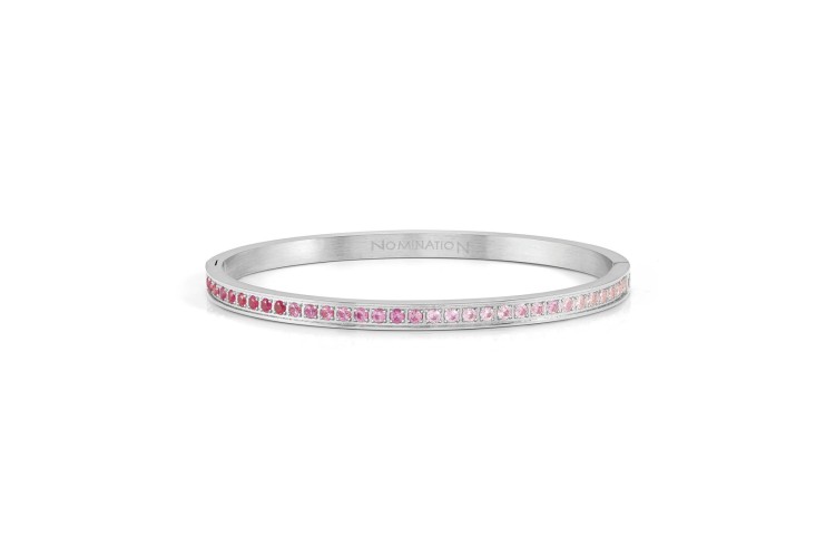 Pretty Bangles Silver Pink  Cubic Zirconia Large 