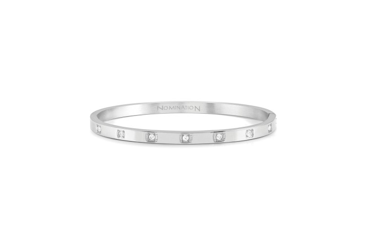 Pretty Bangles Silver Square Cubic Zirconia Large 
