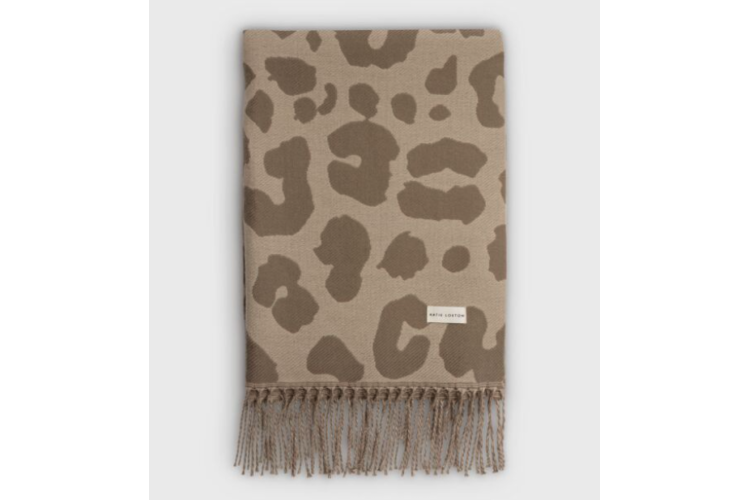 Printed Blanket Scarf - Large Leopard