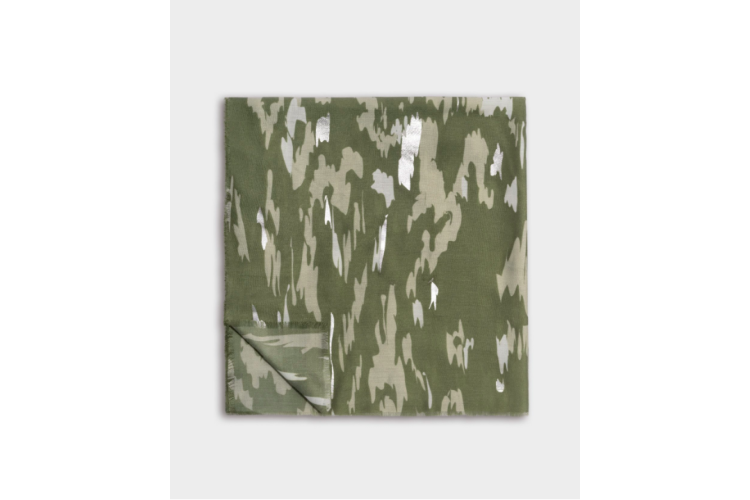 printed foil scarf - Olive