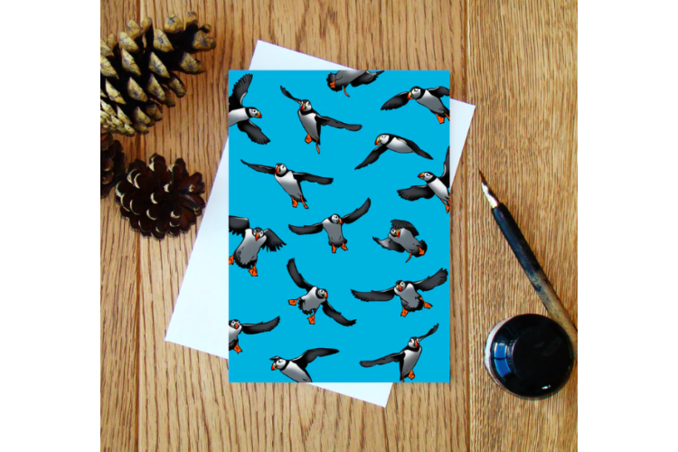 Puffins greeting card 