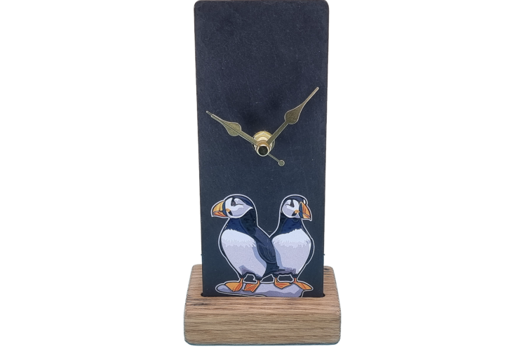 Puffins Slate Mantle Clock