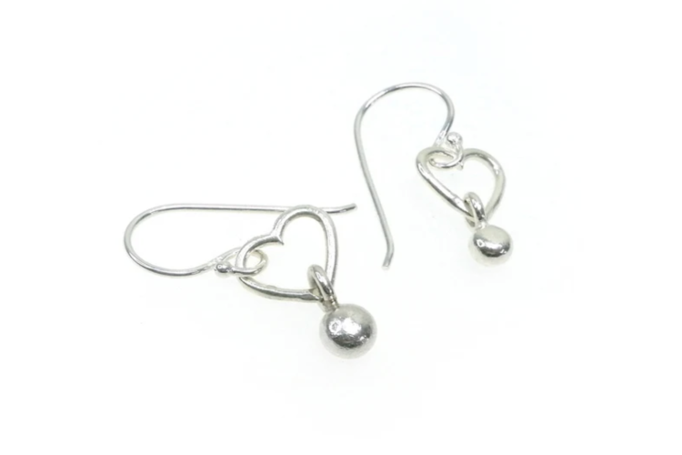 Pure Silver Heart Drop Earrings