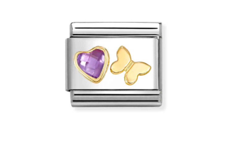purple heart stone with gold butterfly