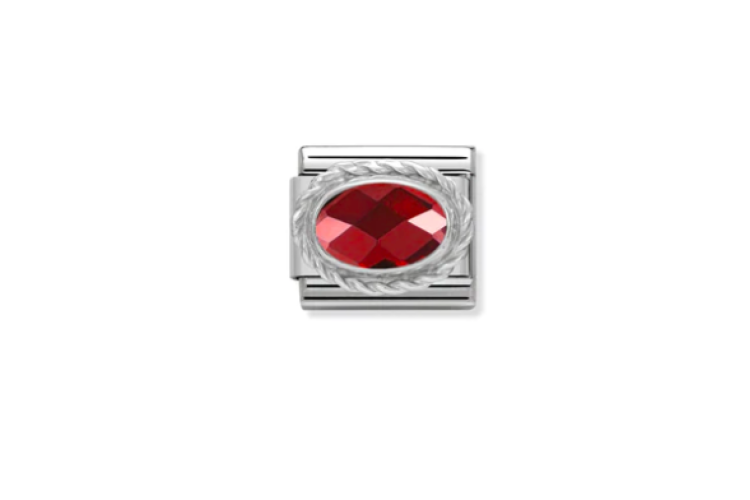Red Faceted Oval Link