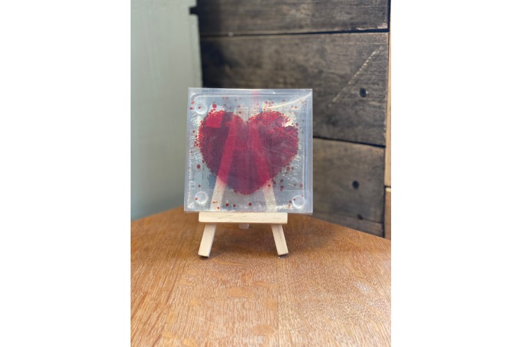 Red Heart Glass Coaster