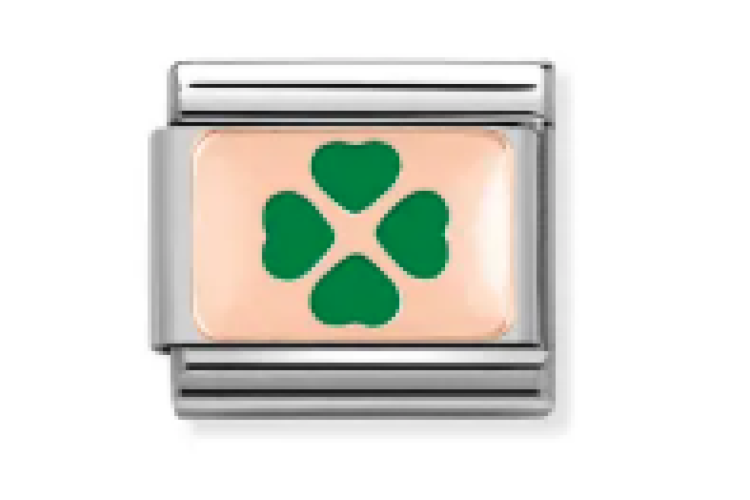 Rose Gold Back with Green Clover Link