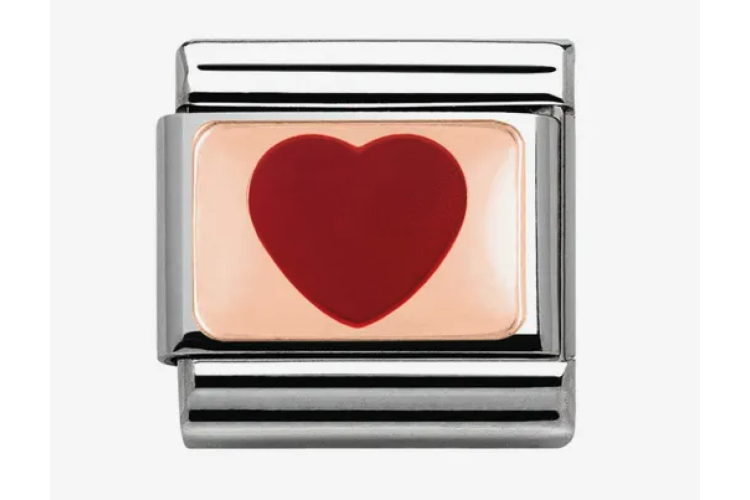 Rose Gold Back with Red Heart Link
