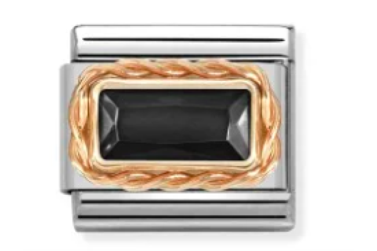 Rose Gold Baguette Black Link 