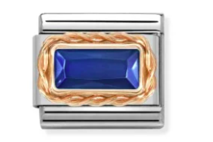 Rose Gold Baguette Blue Link 