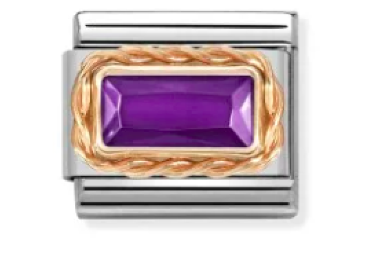 Rose Gold Baguette Violet Link 