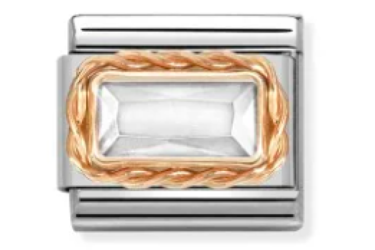 Rose Gold Baguette White Link 